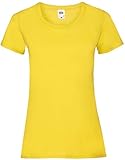 Fruit of the Loom Rundhals Damen T-Shirt, Farbe:gelb, GröÃŸe:L