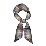 WZYWHJ Seidenschal für Damen, mit violettem Blumendruck, 128 x 7 cm, Stirnband, Schwarz, Einheitsgröße