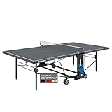 Schildkröt Tischtennisplatte PowerTec Outdoor, wetterfester Kompakttisch, 5mm Melaminharzplatte, trendiges matt-schwarzes Design, klappbar und durch lenkbare Räder leicht fahrbar, 838553