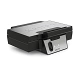Krups FDK Iconic Waffeleisen, 850 W, keramikbeschichtete Antihaft-Platten, ikonisches Design, vertikale Aufbewahrung, benutzerfreundlich, Schwarz/Edelstahl, FDK261