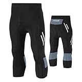 SHAIYOU Herren 3/4 Radhose, 3D Gepolstert, Schnell Trocknend, Atmungsaktiv Mit Reflektierenden Streifen Und Taschen Für Den Straßenradsport (Grau,3XL)