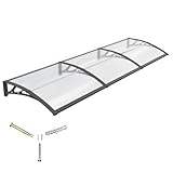 Vordach für Haustür,300x100cm Fenstervordach für Türen,Polycarbonat Pultvordach Überdachung für UV-,Regen- und Schneeschutz – Ideal für Veranda, Terrasse und Fenster