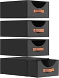 Homsorout Schubladenschrank Ordnungssystem - 4 Stück Aufbewahrungs Schubladenboxen Aufbewahrungsbox Stoff Faltboxen, 40 x 32 x 17cm Kleiderschrank Organizer für Schrank, Dokumente, Schwarz