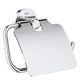 GROHE Essentials, WC Toilettenpapierhalter (einfache Montage ohne Bohren, klebbar, inklusive Abdeckung, pflegeleicht), chrom, 40367001