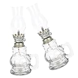 FUTUREORYY 2 Stück Glas Kerosinlampen Vintage Öllampen mit Feinem Design Sicher Einfach zu Reinigen Dekorativ für Wohnzimmer Schlafzimmer Hochzeit als Tischdekoration und Beleuchtung