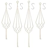 flintronic 4er Set Makramee Blumenampel, Baumwollseil Hängeampel Hängetopf für Pflanzen mit 4Pc S Metallhaken für Innen, Garten, Wohnzimmer，Außen, Balkon, Fenster, Balkone Wanddekoration