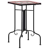 Frdhee Deko Wohnung Blumenbank,Beistelltisch Mosaik Keramik Terracotta und Weiß,Stabil und Platzsparend,Ideal für Wohnzimmer,Balkon und Büro