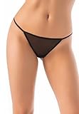 Teyli String Tanga Damen mit zarter Spitze verziert - Strings & Tangas für Damen aus Transparentem Mesh - Tanger (DE/NL/SE/PL, Alphanumerisch, S, M, Regular, Regular, Schwarz)