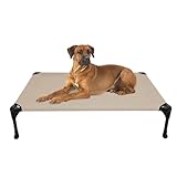 Veehoo Hundeliege Outdoor, Erhöhtes Hund Haustierbett Hundebett Outdoor Grosse Hunde aus Waschbar & Dauerhaft Textilene Netzstoff für Innen Außenbereich, Beige L 107 x B 76 x H 18 cm