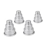 VANZACK 4 Stück Miniatur 3 Stöckige Kuchenformen aus Aluminiumlegierung Kreative Backform für Cupcakes Schokolade und Pudding Wiederverwendbar und Leicht zu Reinigen Backzubehör für Haus