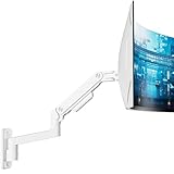 ARES WING Wandmontierbarer Monitorarm mit Vollständig Verstellbarem Gasfeder, Tragbar bis zu 20 kg, für 17-49-Zoll-Ultrawide-Monitore, Einzelmonitorhalterung, 75/100 VESA-Montage, Weiß