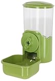 Kerbl Pet Futterspender 1000 ml, Für Kaninchen und Kleintiere, Gitterbefestigung, Automatisches Nachrutschen, Robust, Grün|Transparent, 11x20x20 cm