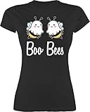 Halloween Kostüm Outfit - Boo Bees - weiß - M - Schwarz - kostüm Damen Shirt - L191 - Tailliertes Tshirt für Damen und Frauen T-Shirt