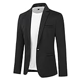 Allthemen Herren Sakko Sportlich Modern Stretch Blazer Männer Slim Fit Freizeit Jackett Business Anzugjacke Schwarz XXL