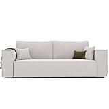 GREKPOL Schlafsofa mit Bettkasten 240x105 - Sofa Cord Beige - Sofa mit schlaffunktion - Couch mit Schlaffunktion- 3 Sitzer - Wohnzimmer Couch - Schlafcouch