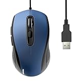 TECKNET Maus mit Kabel, 3600DPI Optical Business Mouse Ergonomische Kabelgebundene Maus mit 6 Tasten, 4 Verstellbare DPI Level, USB-Plug & Play, für Laptop/PC/Mac - Blau