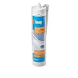 Knauf Acrylwannen-Silicon zur Abdichtung von Kunststoffen – Anti-Schimmel Sanitär-Silikon für Badewanne, Dusche oder Fenster-Rahmen, UV- und witterungsbeständig, 300-ml, Weiß