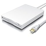 CSL - Externes USB Diskettenlaufwerk FDD 1,44MB 3,5 Zoll - PC und MAC - Slimline Floppy Disk Drive Extern - Portable - Plug and Play - in weiß - Windows 11 fähig