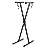 WinHUb Keyboardständer, höhenverstellbar von 33 cm bis 97 cm,Keyboard Ständer X-Rahmen klappbar und zerlegbar, stabil mit Sicherungslaschen und 7 einstellbaren Höhenpositionen, trägt bis zu 20 kg.