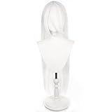 SutouriiByuutii 101,6 cm lange, weiße, gerade Perücke, Anime-Mode, Cosplay, Rollenspiel mit Pony, für Halloween, Comics, Comic, mit Perückenkappe, hitzebeständig (weiß)