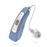 Elektrisches wiederaufladbares Soundgerät mit Noise Cancelling, 32-Kanal Digital Klanggerät Leicht & Diskret, inkl. 3 Ohrpassstücke (S/M/L) – Delmicure Audiogerät für Senioren (hellblau)