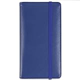 LOLOMLO Scheckbuchhülle aus PU-Leder für Register, doppelte Schecks, RFID-blockierender Scheckbuchhalter, Tiefes Blau, Einfacher Stil