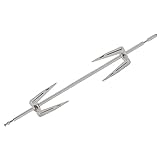 Cabilock Edelstahl Grillgabel Rotierende Hähnchen Gabel mit Spießstab Drehspieß für Ofen Bbq Fleisch Fisch Grill Zubehör Küchenhelfer Robust und Langlebig
