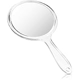 Handspiegel, Handspiegel mit Griff, Handspiegel mit Griff, Handspiegel mit Vergrößerung, 1X/3X Vergrößerung,für Tägliche Make-up Damen, Transparent (21cm)
