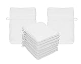 Betz 10 Stück Waschhandschuhe Frottee Waschhandschuh Waschlappen Set Palermo 100% Baumwolle Größe 16 x 21 cm Farbe weiß