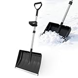 Schneeschaufel für Auffahrt, Haus, Garage, Schneeräumung, 40,6 cm breit, mit verschleißfestem Aluminiumstreifen, große Kapazität, Schaufel für Garten, Auto, Camping, Outdoor (121,9 cm)