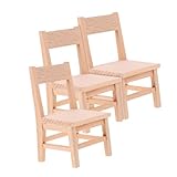 BCOATH 3 Stück Teiliges Miniatur-holzstuhl- Maßstabsgetreue Puppenhausmöbel Kompakt Platzsparend Detailreiche Miniaturstühle für Puppenhaus Wohn Esszimmer Dekoration und Spielzubehör