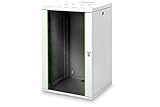 DIGITUS Netzwerk-Schrank 19 zoll 20 HE - Wandmontage - 600 mm Tiefe - Traglast 100 kg - Unique Serie - Glastür - Grau