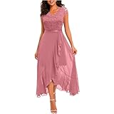 JIAALU Damen Kleid Hochzeitsgast Sommer Ballkleider Frauen Abendkleider Spitzenkleid Chiffonkleid Abschlusskleid Brautjunferkleid Elegant FüR Hochzeit Cocktailkleid