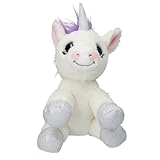 Depesche 13634 Ylvi - Kuscheltier Einhorn in Weiß, mit bunter Mähne in Regenbogenfarben, ca. 21 cm großes Plüschtier mit silbernen Akzenten