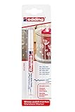 edding 751 Glanzlackmarker - weiß - Packung mit 1 Lackmarker - Rundspitze 1-2 mm - Lackstift für Glas, Stein, Holz, Kunststoff und Papier - wasserfest, stark deckend