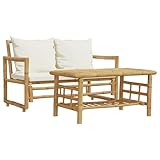 vidaXL Garten Sofa Garnitur 2-TLG., Gartenmöbel Set mit Kissen, Sitzgruppe für Garten Terrasse, Gartensofa Tisch Lounge Gartenset, Bambus