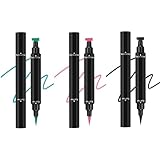2-in-1 Eyeliner Stempel & Kajalstift - Doppelseitiger Eyeliner mit Wasserdichter Mascara Formel, Perfekter Katzenaugen-Look mit Links/Rechts Stempeln, Schmutzfeste Applikation (3pcs, 3.5g)