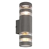 Wandleuchte innen Wandlampe Up Down Wandleuchte anthrazit 2 flammig, Glas, Kunststoff, 2x E27 Fassungen, HxBxT 22x6,5x9,5 cm