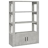 Gecheer Sideboard Anrichte Kommode Beistellschrank Schrank Seitenschrank Mehrzweckschrank Standschrank 80 x 30 x 119,5 cm (B x T x H) Holzwerkstoff Betongrau