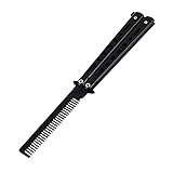 Butterfly Kamm Faltbare Kamm - Praxis Ausbildung Schmetterling Messer Kamm Bart Schnurrbart Brushe Salon Friseur Styling Werkzeug Schwarz