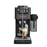 GRUNDIG KSM 5330 Siebträgermaschine mit integriertem Milchbehälter, 1628 W Leistung, 15 bar Pumpendruck, Zweifachdüse, farbiges Touch-Display, BrewSense, CreamyPro, Dark Inox/Schwarz