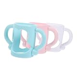 BAZEITFLOW 3 Stck Babyflaschen Griff Weicher Ergonomischer Milchflaschenhalter für Enge Flaschenmund Geeignet Rutschfest Farbig Weiß Blau Rosa Komfortabel und Langlebig