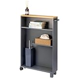 eluno Bad-Rollwagen, Küchen-Nischenwagen, Küchenwagen, Bad-Organizer mit 3 Ebenen, Holz (Grau)