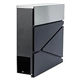 axentia wetterfester Briefkasten anthrazit/Silber mit Zeitungsfach, ca. 37x37x11 cm