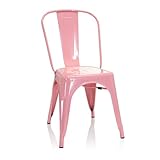 hjh OFFICE 645051 Bistrostuhl VANTAGGIO Comfort Metall Rosa im Industry-Design, stapelbar