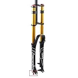 MZP Fahrradgabel 26 27.5 29 Zoll Doppelte Schulterkontrolle MTB Bergab Suspension Luftdruck Gerades Rohr Ultraleicht Aluminiumlegierung Stoßdämpfer Rebound Adjust (Color : Gold, Size : 29inch)