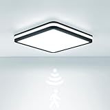 LEZOE LED Deckenleuchte mit Bewegungsmelder IP65 Wasserdicht, 18W 2700lm 150(Lm/W) Sensor Deckenlampe 3000K/4000K/6500K Ideal für Bad, Feuchtraum, Garage, Treppen, Keller, Flur, Balkon, Diele 22x22cm