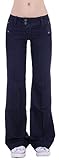 Damen Bootcut Hosen Hüftjeans Jeans Schlagjeans blau Schlag-Hose-n Damenjeans Damen-Hose-n Jeans-Hose-n Hüft-Hose-n Niedrige-r Leib-Höhe Bund Weite-m-s Bein Mega Großer Schwarz-e Gr Größe S 36