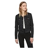 Noisy May Damen Kurze Jeansjacke | Basic Denim Übergangsjacke | Stoned Washed Jacket NMDEBRA, Farben:Schwarz, Größe:M
