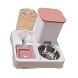 ZHAPEG 2-in-1 Futterautomat für kleine Hunde und Katzen, Futterspender mit Doppelnapf, Futterbehälter und Wasserspender, Haustiergeschirr